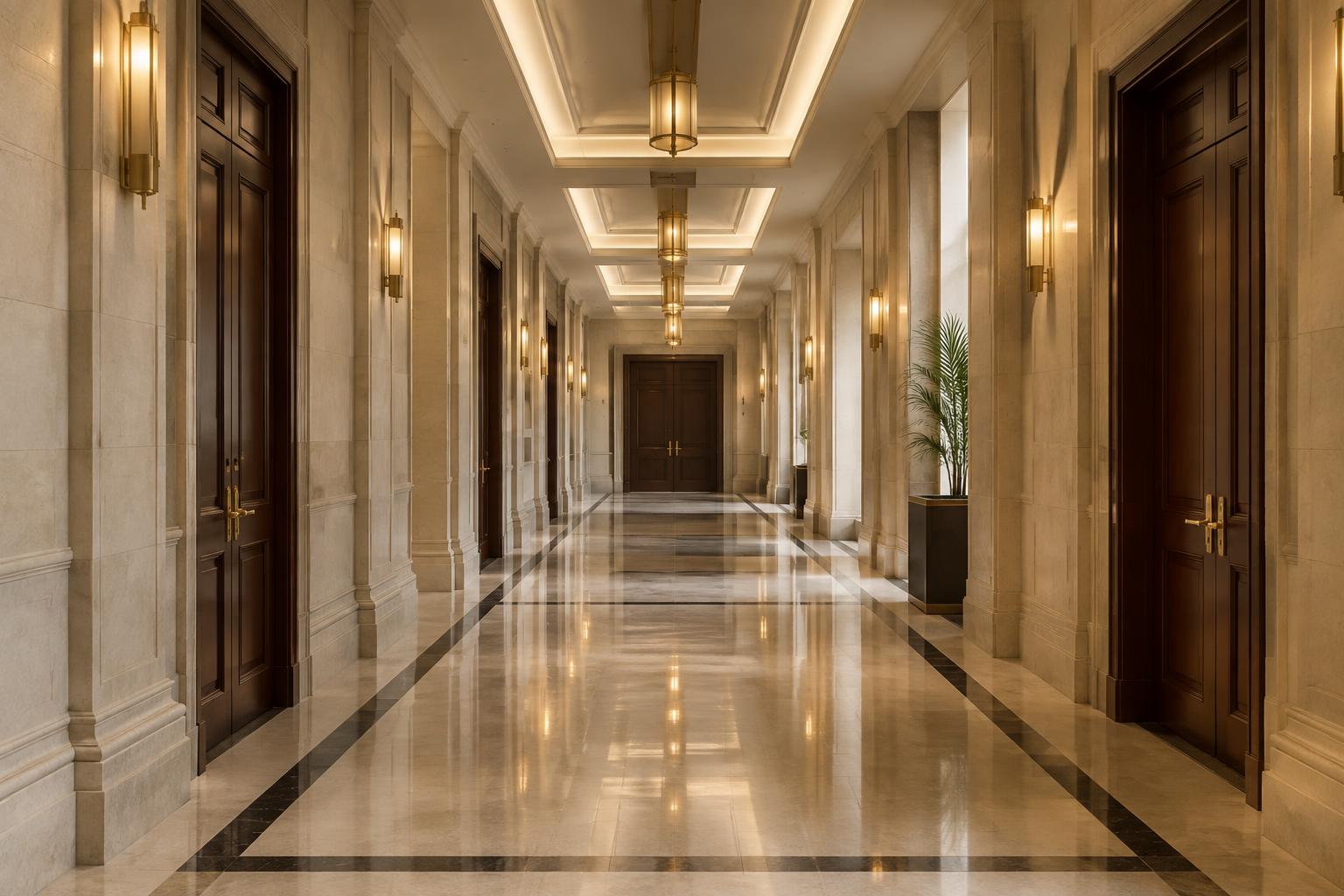Corredor administrativo institucional vazio